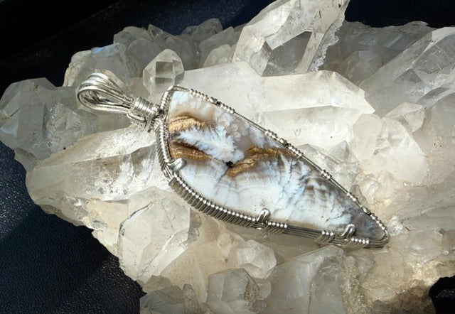 Sheep Creek Plume Agate in Silver -- CloudFeather