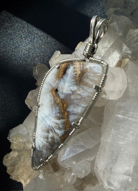 Sheep Creek Plume Agate in Silver -- CloudFeather