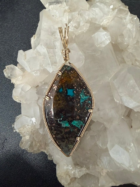 Native Copper in Agate in Gold -- TheNative