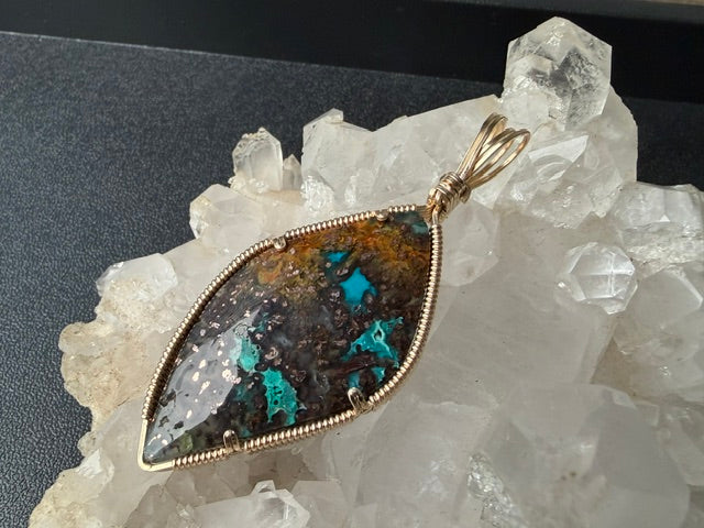 Native Copper in Agate in Gold -- TheNative