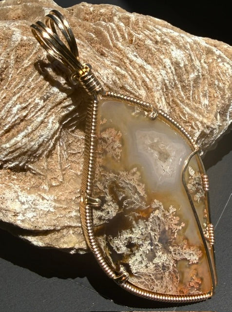 Oregon Thunder Egg Agate in 14kt. Gold -- WaveForest