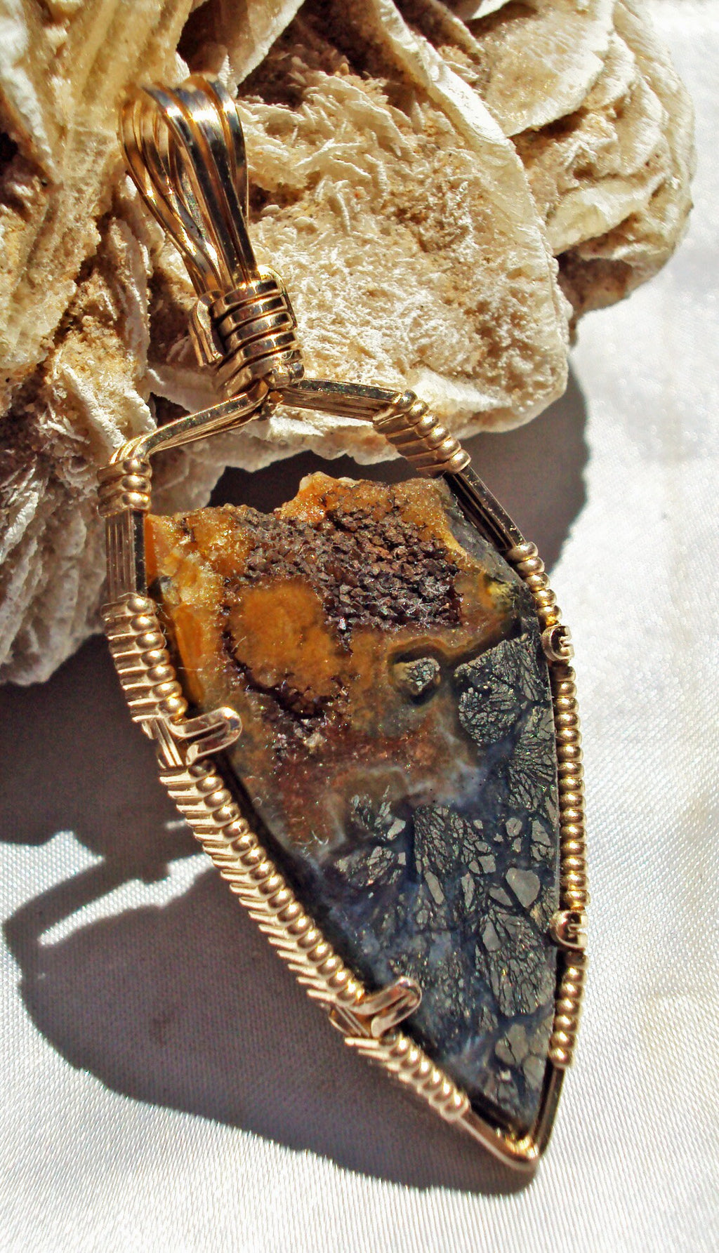 Marcasite & Agate in Gold -- AncientOne