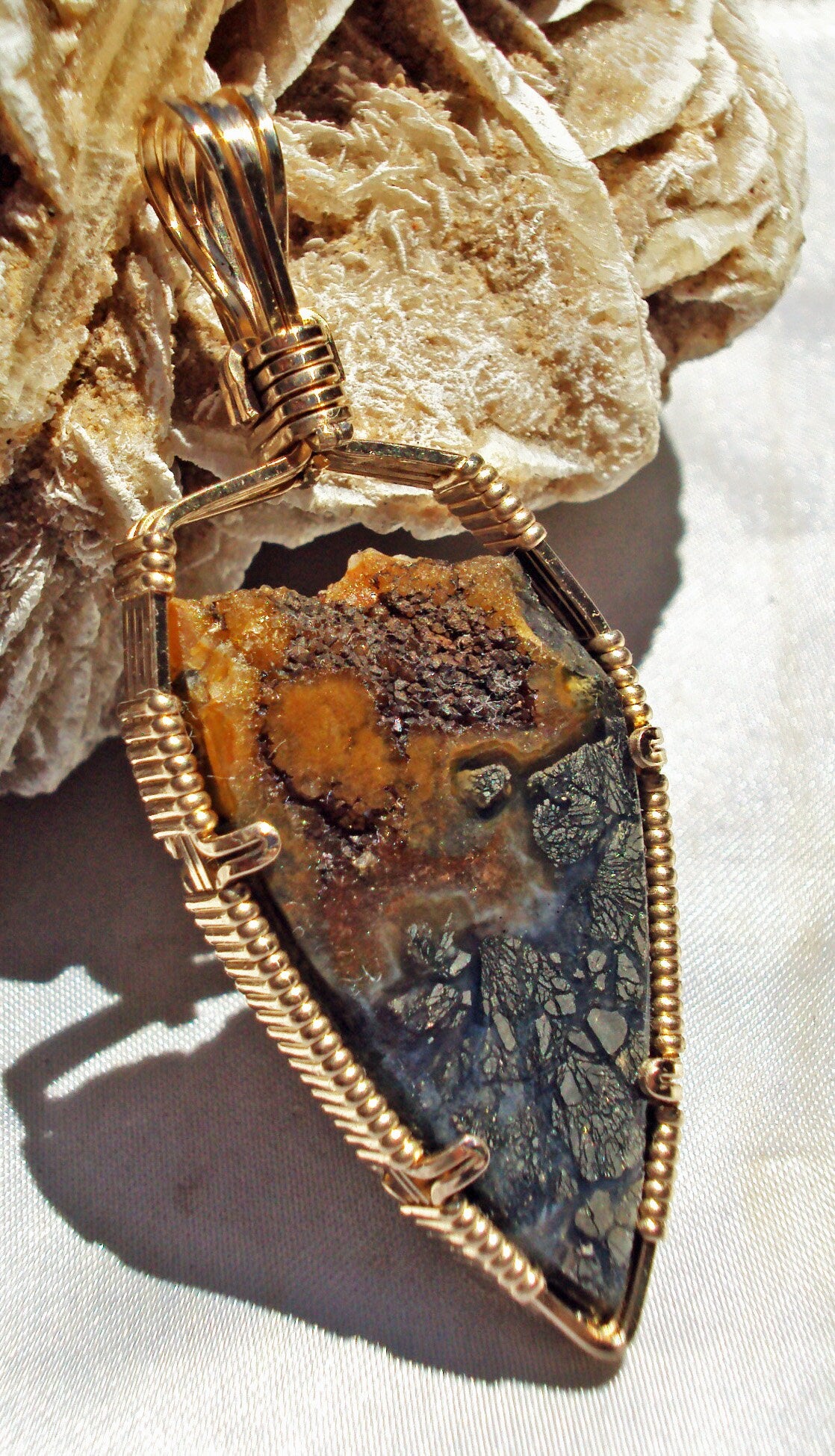 Marcasite & Agate in Gold -- AncientOne