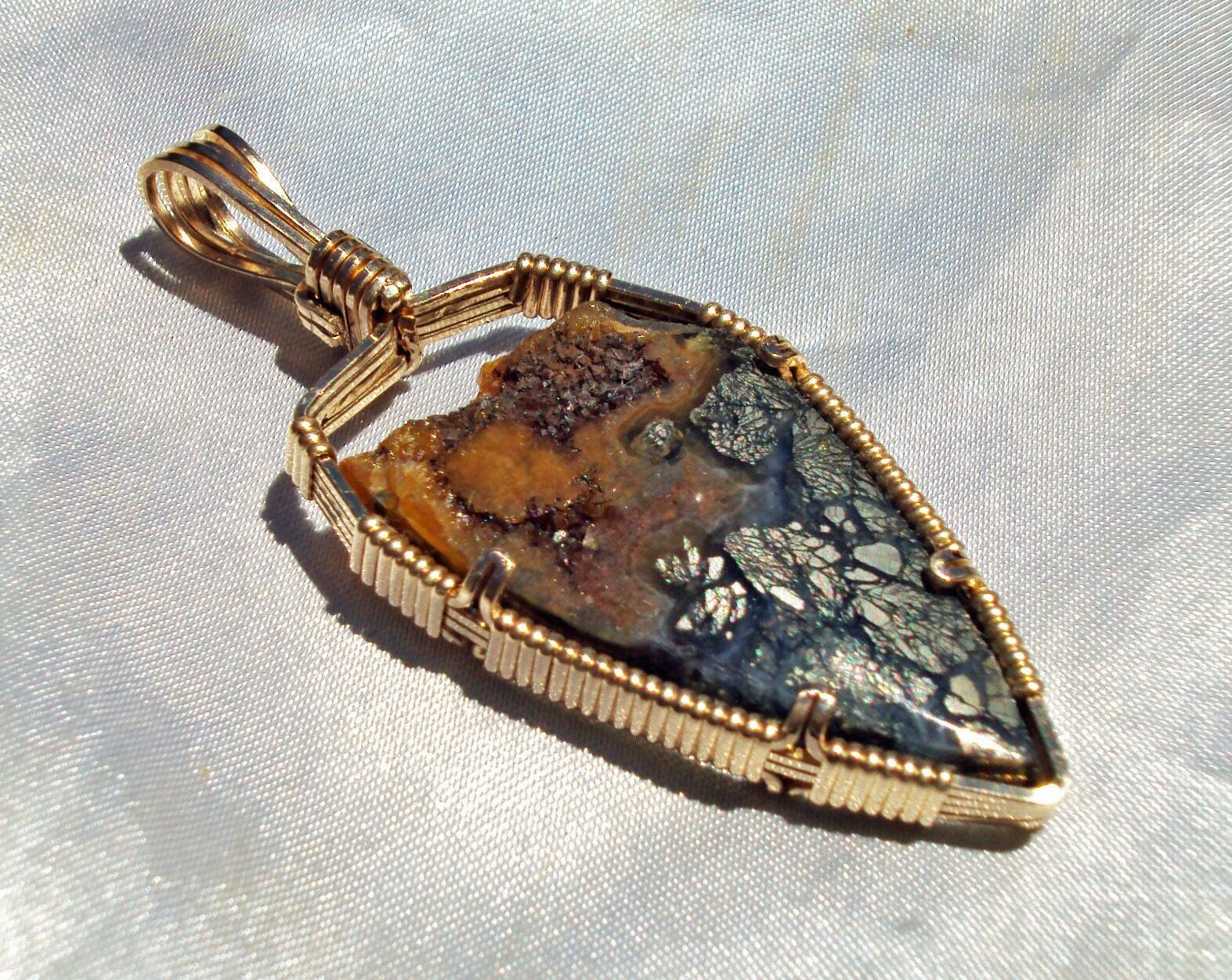 Marcasite & Agate in Gold -- AncientOne