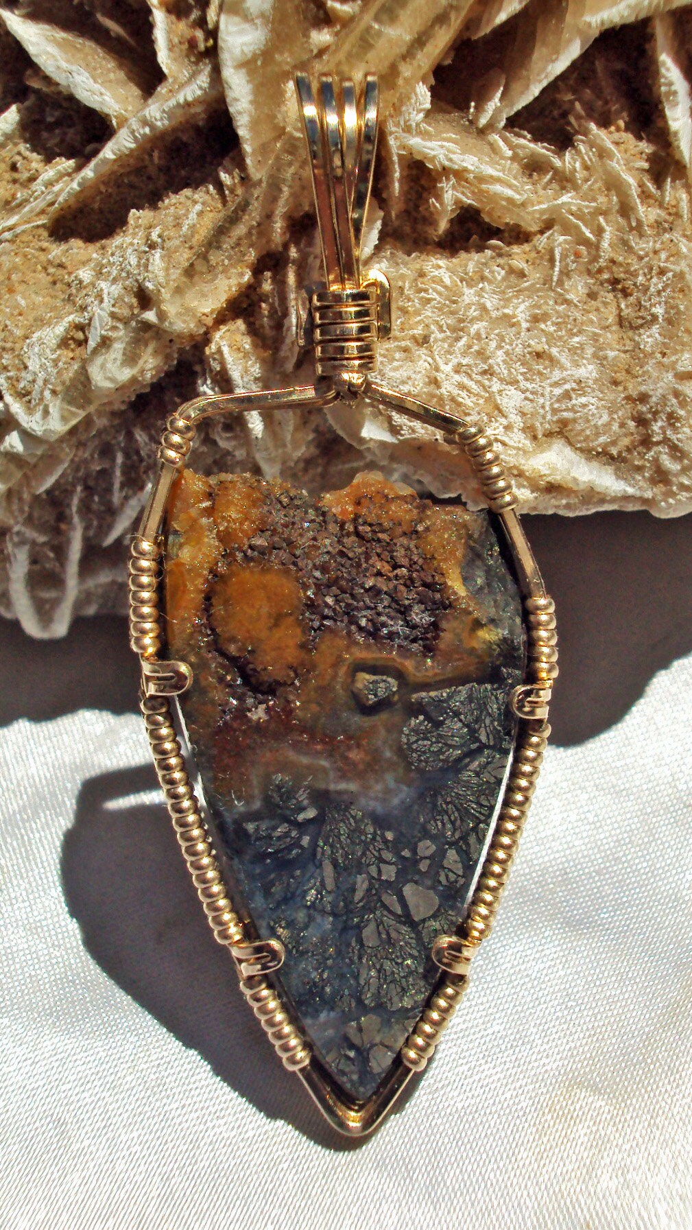 Marcasite & Agate in Gold -- AncientOne