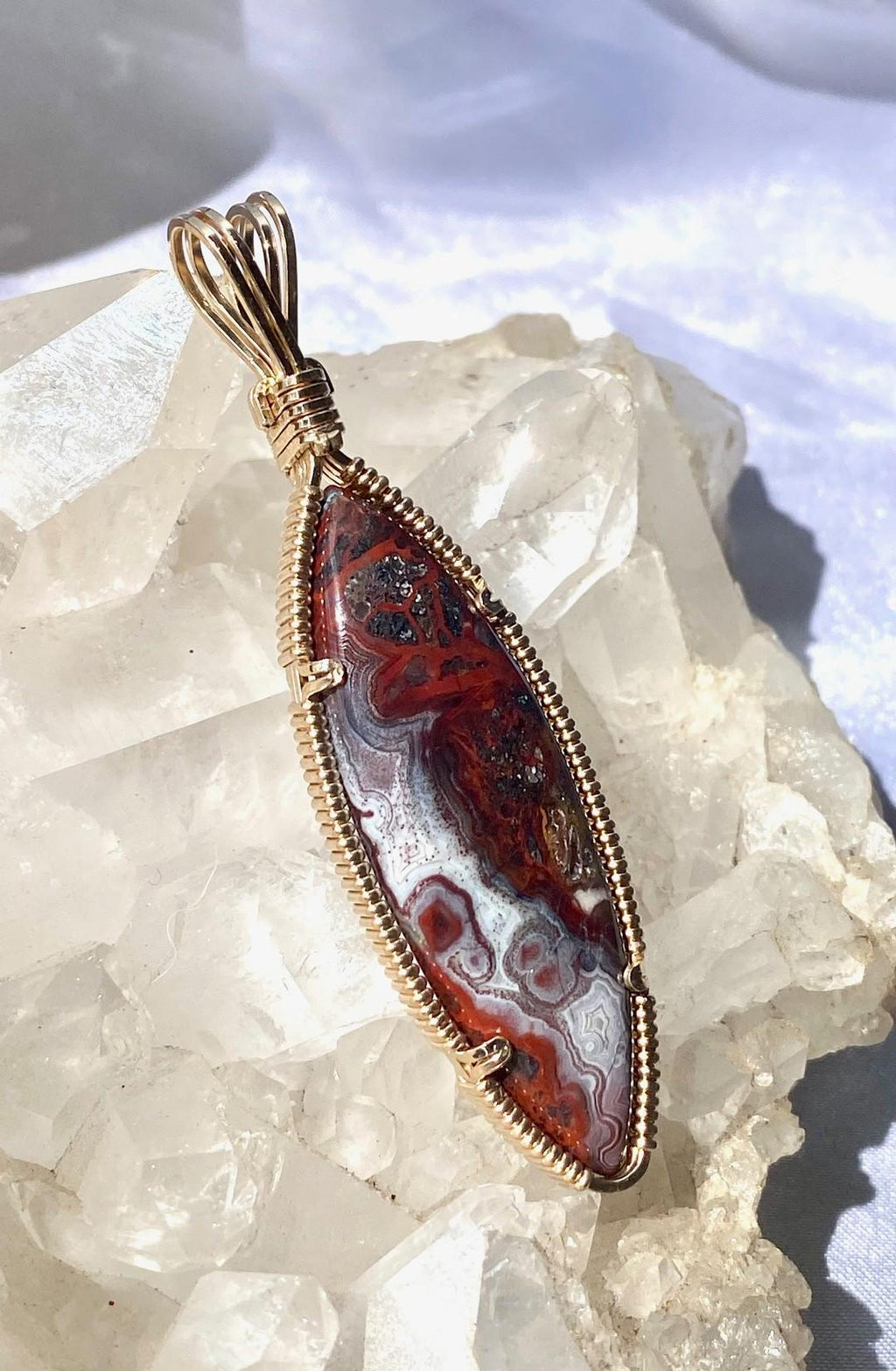 Black Crazy Lace Agate in Gold -- Solitude