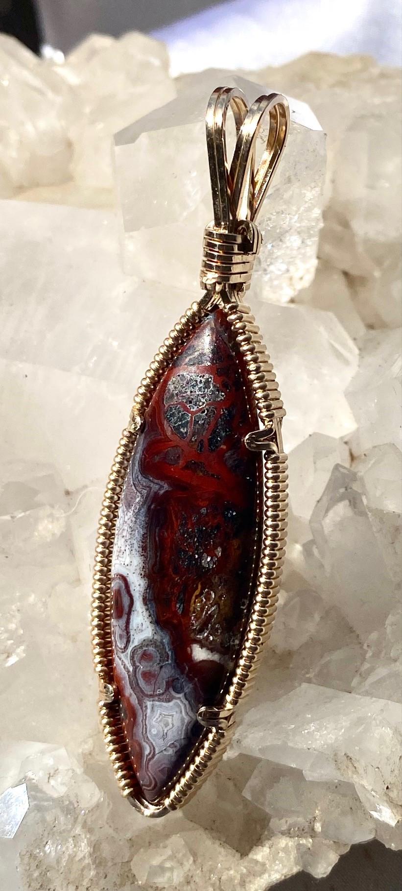 Black Crazy Lace Agate in Gold -- Solitude