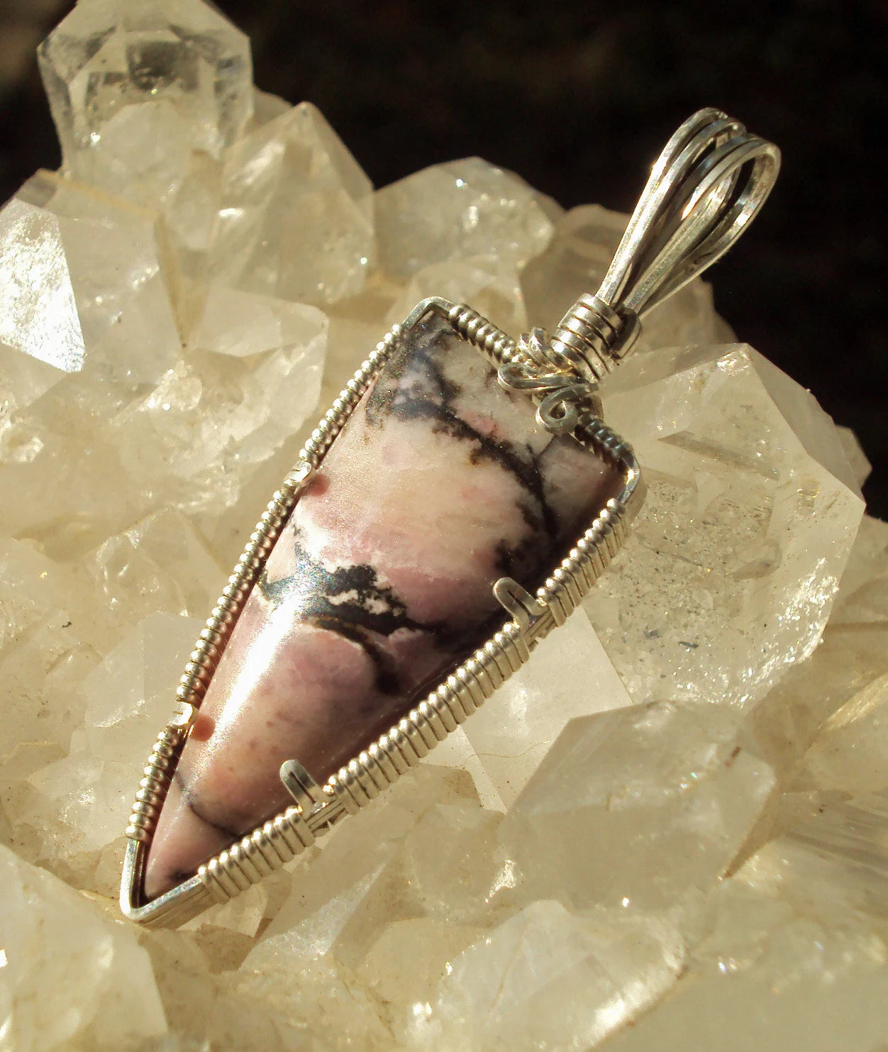 Rhodonite in Silver -- SkyDelight