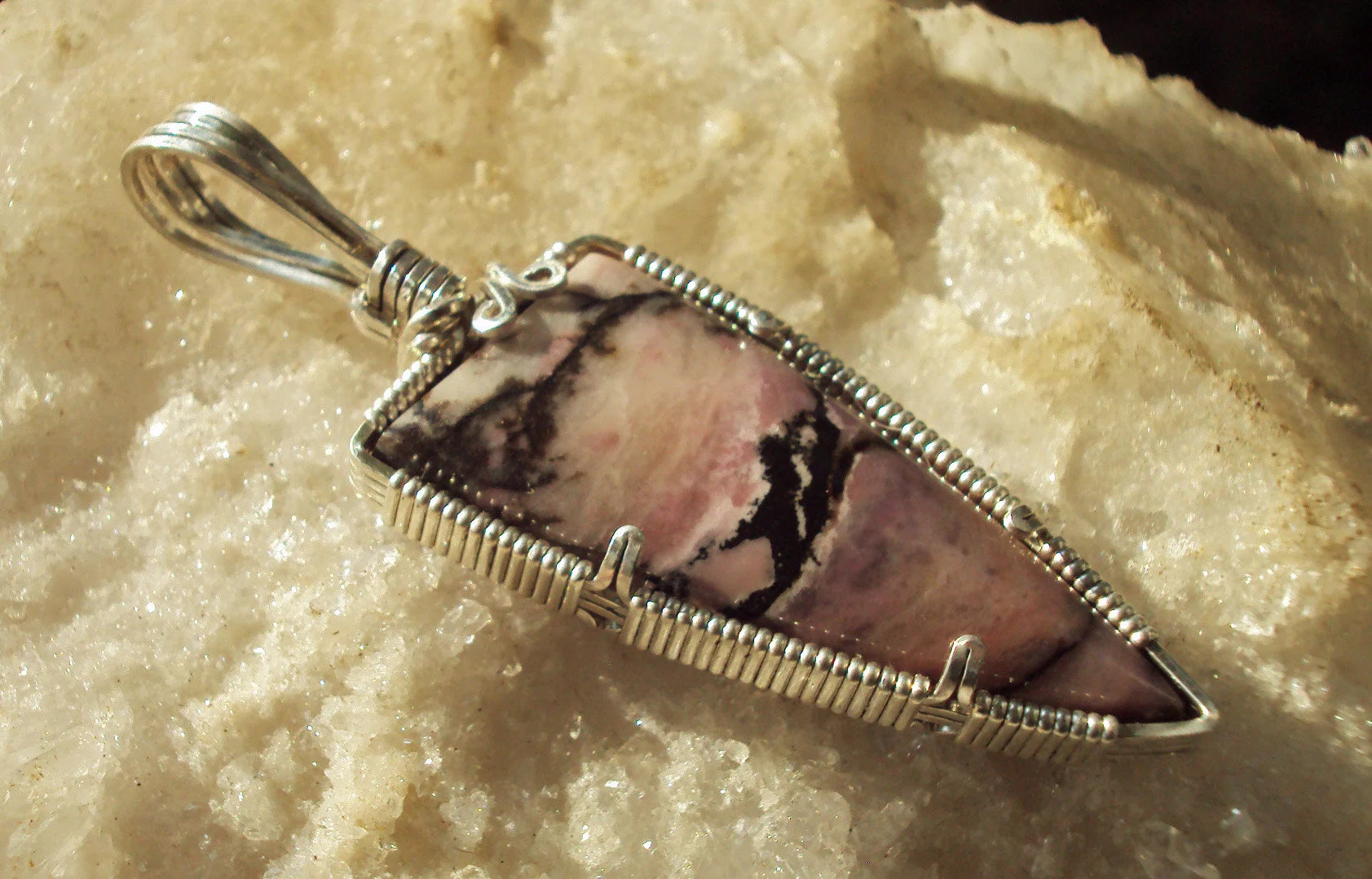 Rhodonite in Silver -- SkyDelight
