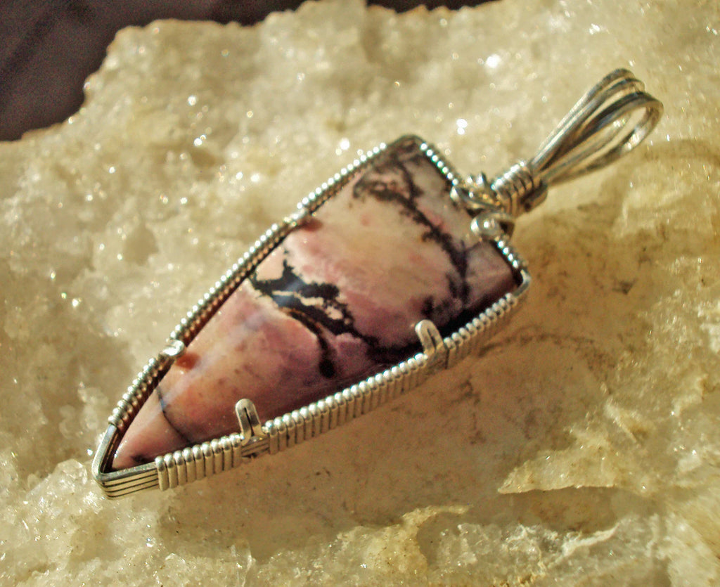 Rhodonite in Silver -- SkyDelight