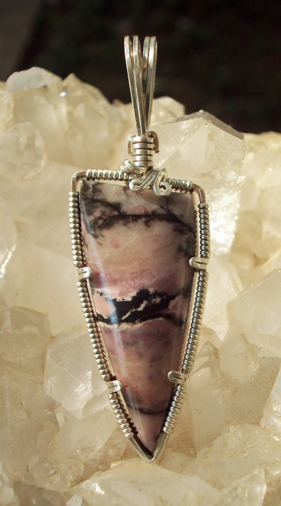 Rhodonite in Silver -- SkyDelight