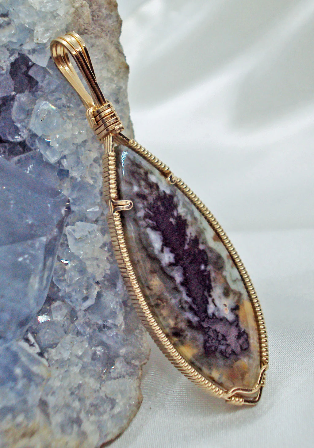 Graveyard Point Plume Agate in Gold -- LOTW