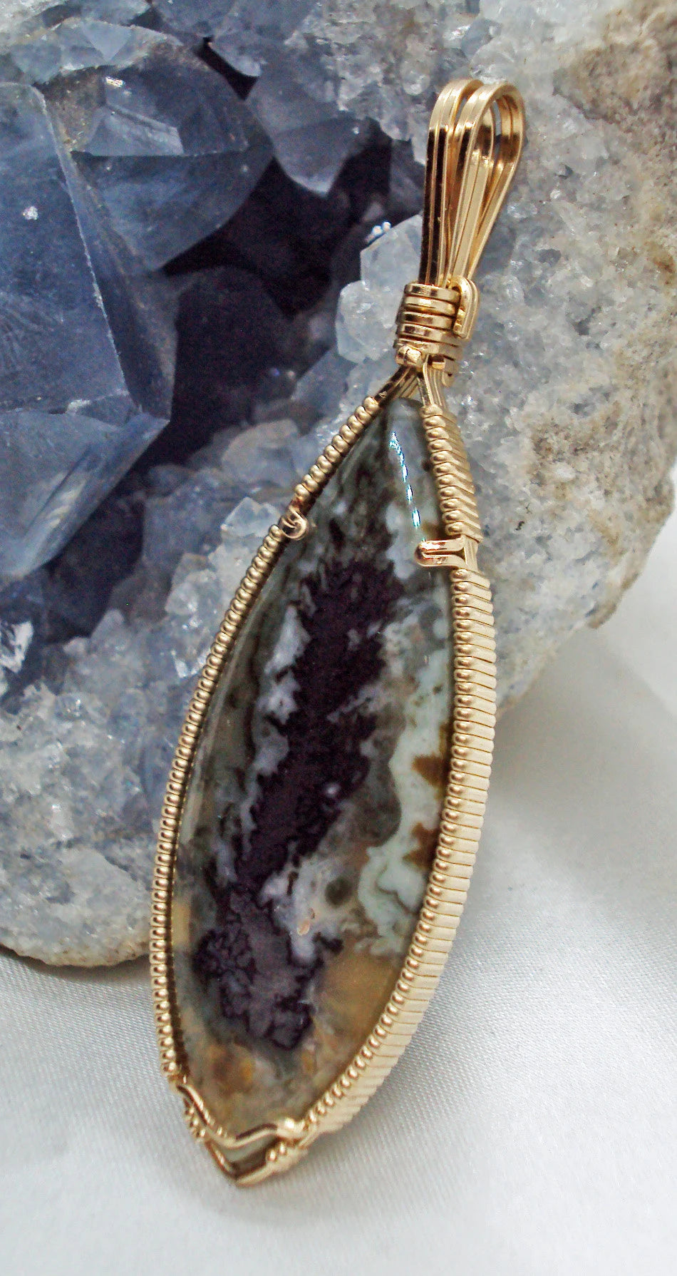 Graveyard Point Plume Agate in Gold -- LOTW