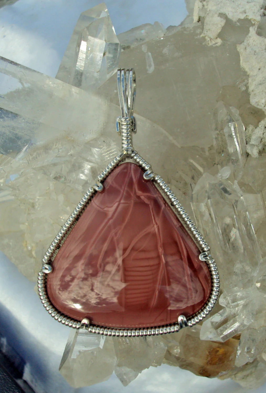 Imperial Jasper Pendant in Silver -- PinkLightning