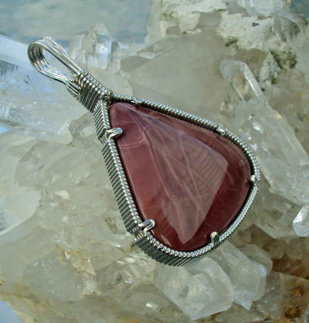 Imperial Jasper Pendant in Silver -- PinkLightning