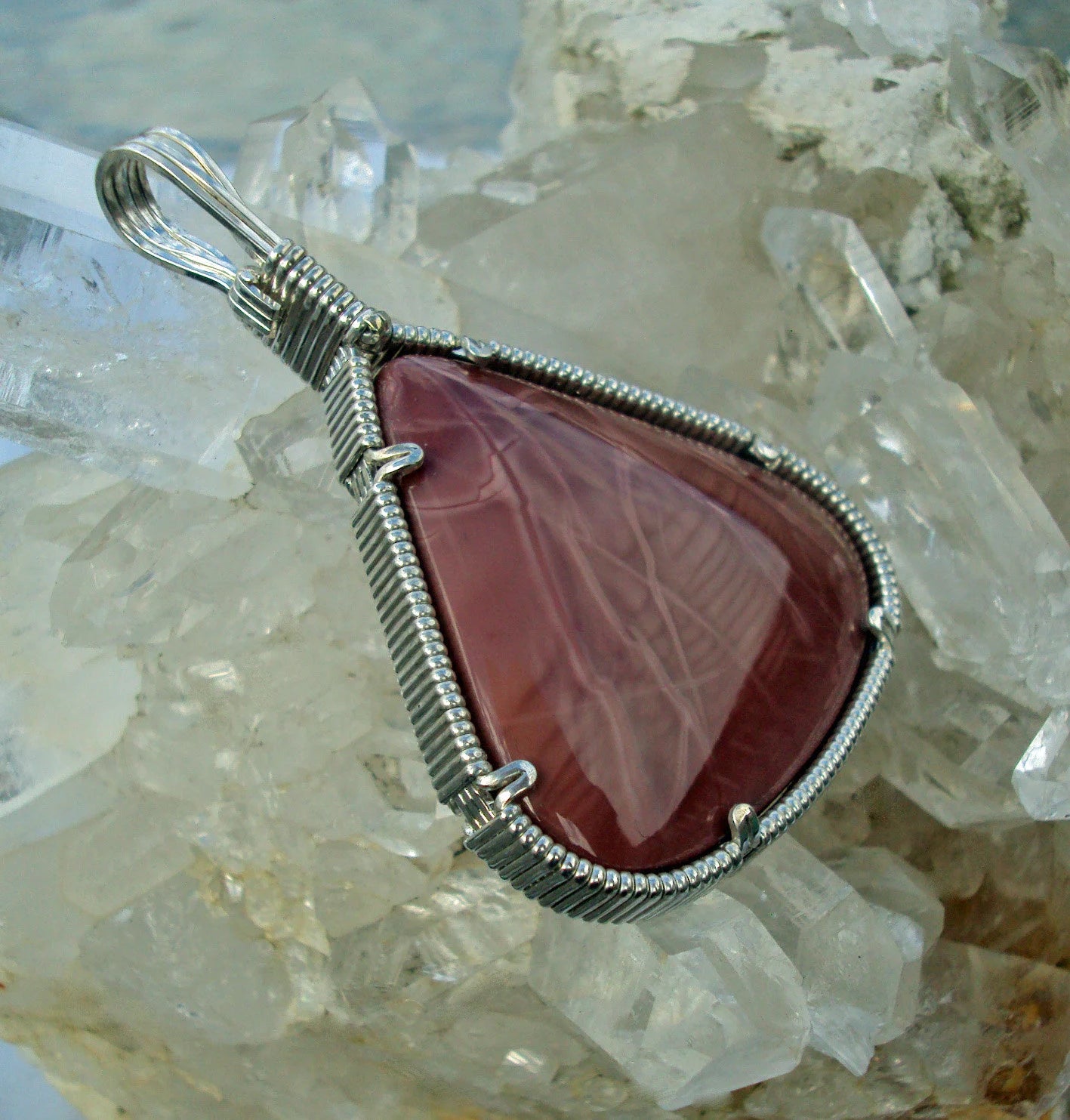 Imperial Jasper Pendant in Silver -- PinkLightning